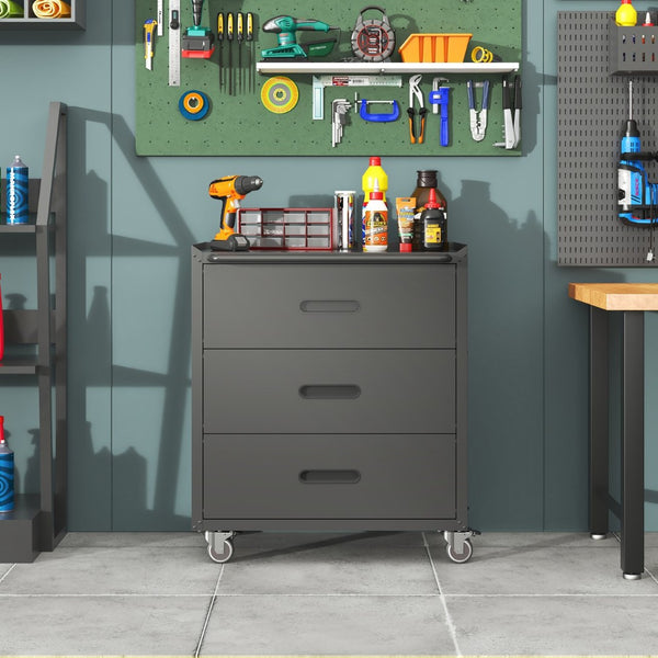 English Elm Heavy-duty Rolling Steel Tool Cabinet 3 Drawer Garage Organizer with Locking Casters T2398P242683