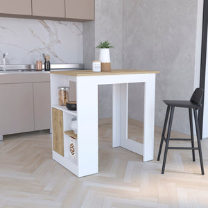 English Elm Stirling Kitchen Island with 36.2" Top, Push-to-Open Cabinet, 3 Side Shelves Multicolor Prep Hub B200P188868