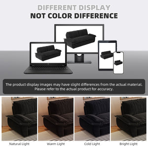English Elm 73.2" Queen Sleeper Sofa Convertible Corduroy Loveseat for Guest Room or Living Space Black W1885S00228