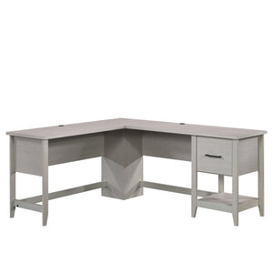 English Elm L-Shaped Desk: Modern White Finish For Small Spaces, Home Offices & Organized Workstations B356P402655