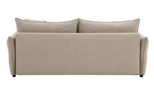 English Elm Irina versatile pull-out fabric sleeper sofa with hidden storage, removable cushions & toss pillows Beige 88.6 L x 33.1 W x 24.8 H B2726P242392