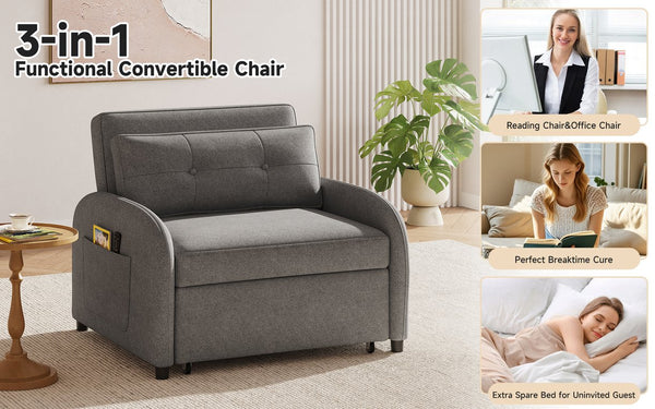 English Elm Christopher Knight Home® - (Old 3-in-1 Convertible Sleeper Sofa Bed with Pillow & Pocket, Compact Loveseat with Pull-Out Bed and Wheels Grey N765P34284849G