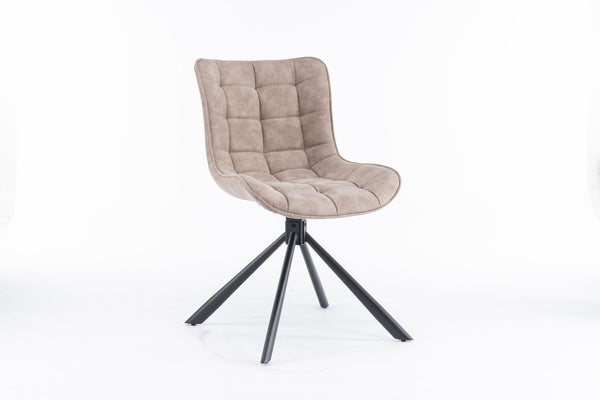 English Elm Mid-Century Modern Tufted Swivel Dining Chairs (Set Of 2) - Beige Faux Leather With Metal Legs T3903P405994