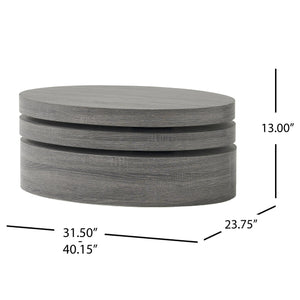 English Elm Christopher Knight Home® - MODERNESQUE Oval Rotating Coffee Table with 3-Tier Swivel Surfaces, Plywood Build, Sleek Modern Functionality Black N758P245072B