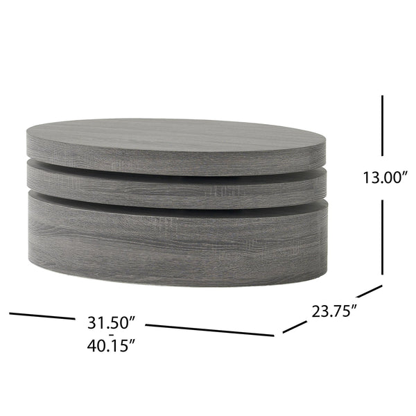 English Elm Christopher Knight Home® - MODERNESQUE Oval Rotating Coffee Table with 3-Tier Swivel Surfaces, Plywood Build, Sleek Modern Functionality Black N758P245072B