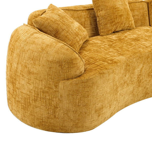 English Elm Yellow Curved Compressed Sofa - Nordic Design, Soft Upholstery, Versatile Comfort For Any Space W3612S00011-GIGA