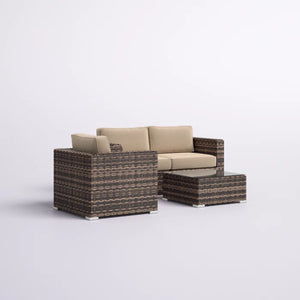 English Elm Fully Assembled 3-Person Wicker Seating Group With Cushions – Stylish, Durable & Ready For Relaxation! B120S00171