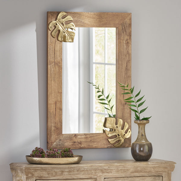 English Elm Christopher Knight Home® - RECT. MIRROR Natural Wood Frame 40x28 Rustic Rectangular Wall Mirror for Entryway, Bathroom Decor 69380.00