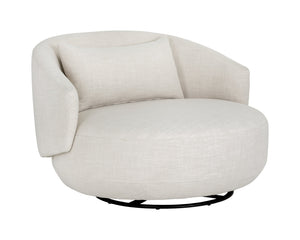 Sunpan Walsh Swivel Lounge Chair - Contemporary Curves in Effie Linen & Smoke with Stylish Black Base