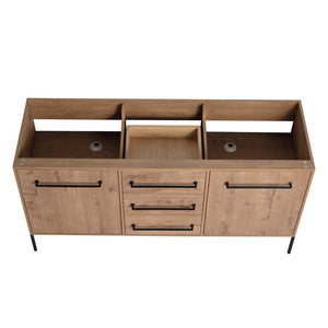 English Elm 60" Freestanding Bathroom Vanity with Soft-close Doors and Three Drawer Storage W999P405133
