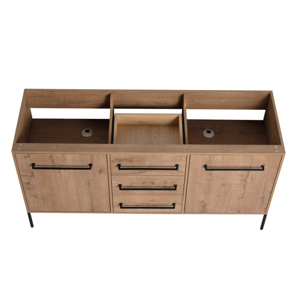 English Elm 60" Freestanding Bathroom Vanity with Soft-close Doors and Three Drawer Storage W999P405133