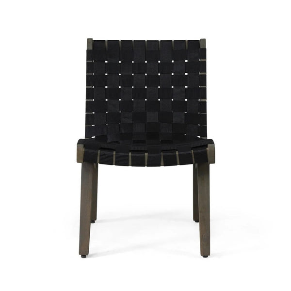 English Elm Outdoor Acacia Hardwood 3 Piece Patio Set with Woven Rope Strap Lounge Chairs 70913.00BLK2-62266.00GRY
