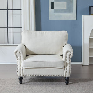English Elm 40.16 Inch Faux Leather Accent Chair Nailhead Trim Rolled Arm Traditional Single Seat Sofa W2911P222675
