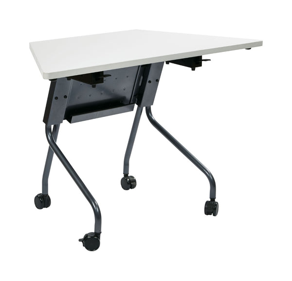 OSP Home Furnishings 46.5" Trapezoid Folding Table with Laminate Top for Classrooms and Event Spaces W/Grey 842PZ24TG
