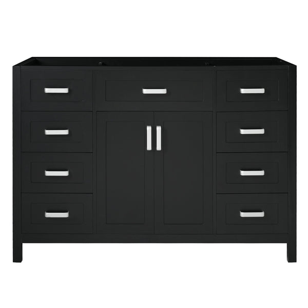 English Elm Christopher Knight Home® - 47" Bathroom Vanity Cabinet Base with 2 Soft-Close Doors & 8 Drawers, Pine Legs, Modern Classic Appeal Black N759P337621B