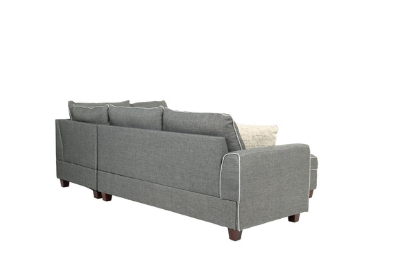 English Elm Beautiful 3-pcs Sectional Sofa with Reversible Chaise and Storage Ottoman Plush Summer Hues Comfort Steel Gray 76 L x 35 W x 16 H B011S01054