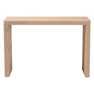 English Elm Japandi Braided Rattan Console Table with Two Drawers Open Shelves Entryway Storage B2750P420396