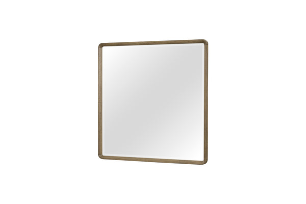 English Elm Small Mirror Elm Veneer Frame in Peppercorn Finish — Rounded Corners, Durable Glass, Modern Accent Mirror for Walls Light Brown 40 L x 40.5 W x 4.25 H B2699P402557