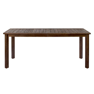 English Elm Rectangular Acacia Wood Outdoor Dining Table Seats 6 with Slatted Top for Patio Dark Brown N768P374498B