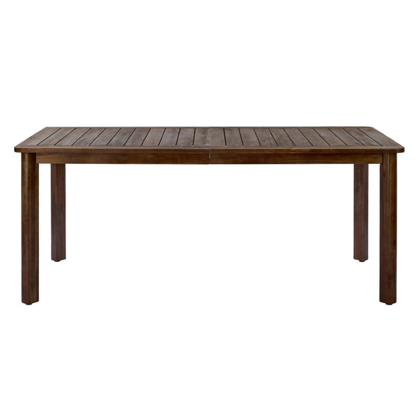 English Elm Rectangular Acacia Wood Outdoor Dining Table Seats 6 with Slatted Top for Patio Dark Brown N768P374498B