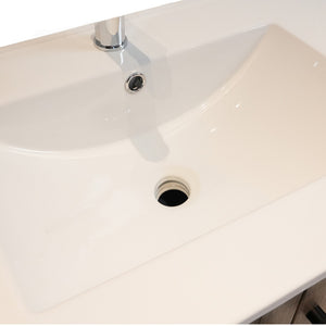 English Elm 30 Inch Floating Bathroom Vanity Fluted Wood Grain Front with Ceramic Integrated Sink Antique Grey W3520S00032