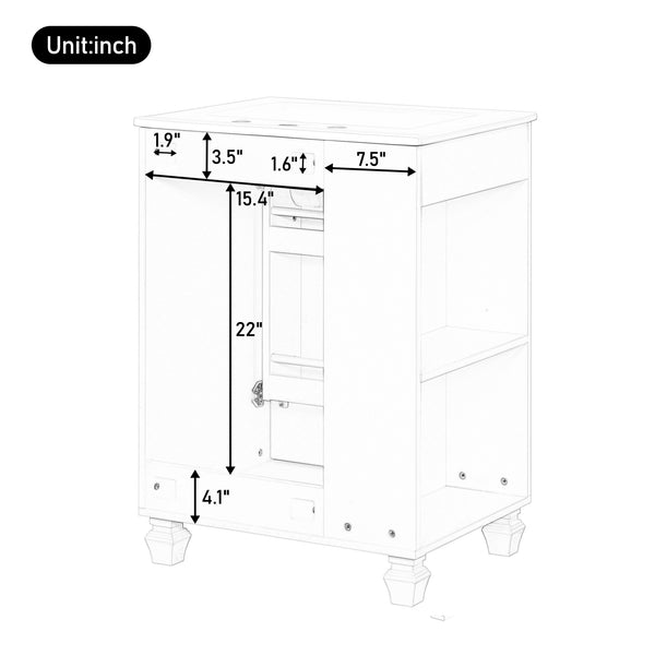 English Elm Christopher Knight Home® - 24" Retro Bathroom Vanity with Ceramic Sink, Solid Wood Frame, Soft-Close Door, Ample Storage Black N759P293645B