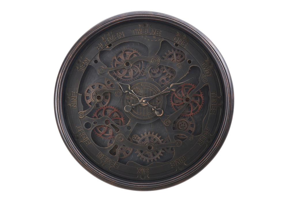 English Elm Clocks, 30" Round Large Wall Clock With Gear Mechanism - Stylish Black Transitional Design For Any Space B2710P287133