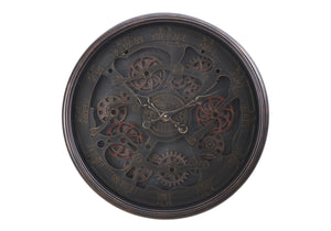 English Elm Clocks, 30" Round Large Wall Clock With Gear Mechanism - Stylish Black Transitional Design For Any Space B2710P287133