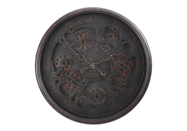English Elm Clocks, 30" Round Large Wall Clock With Gear Mechanism - Stylish Black Transitional Design For Any Space B2710P287133