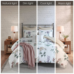 English Elm 7 Piece Printed Seersucker Comforter Set With Cozy Throw Blanket In Taupe/Blush For King Beds B035P266670