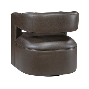 English Elm Modern Faux Leather Swivel Chair with Barrel Back Plush Foam Padding Pocket Coil Support 360° Base Dark Coffee 30 L x 29.5 W x 32.5 H B011P395596