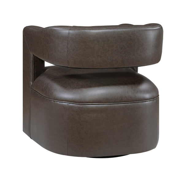 English Elm Modern Faux Leather Swivel Chair with Barrel Back Plush Foam Padding Pocket Coil Support 360° Base Dark Coffee 30 L x 29.5 W x 32.5 H B011P395596