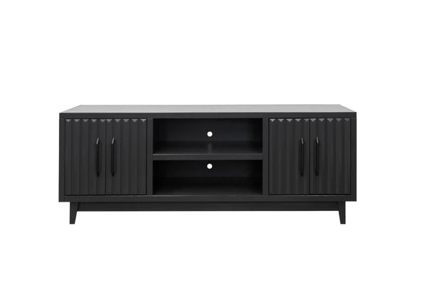 English Elm Radiance 75 Inch Tv Stand For 85" Tvs - Fully Assembled, Modern Black Console With Storage Solutions B108P345206-GIGA