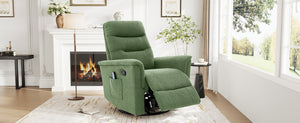 English Elm Manual Recliner Swivel Rocker Boucle Chair with 8-point Massage for Nursery or Living Room Green N763P363763F