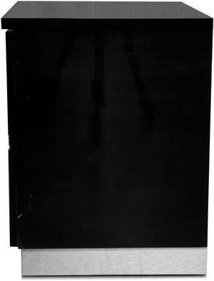 English Elm Modern Lacquer 2-Drawer Nightstand with Rhinestones, High Gloss Black Bedside Table, Chrome Base B011P353771