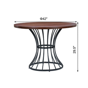English Elm 42" Round Oak Veneer Pedestal Dining Set with Upholstered Chairs for Kitchen Nooks N842PS125126D