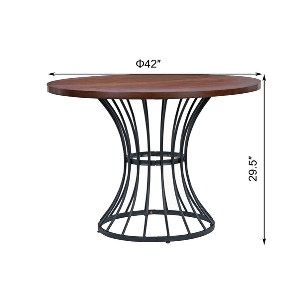 English Elm 42" Round Oak Veneer Pedestal Dining Set with Upholstered Chairs for Kitchen Nooks N842PS125126D