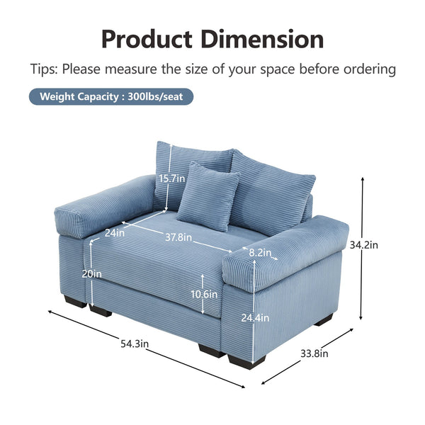 English Elm 54.3" Oversized Modular Sectional Couch - Cloud-Like Comfort, Premium Corduroy, Ergonomic Design & Easy Assembly W714S01345