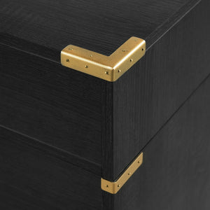 English Elm 70" Executive Writing Desk with Gold Metal Trim Seven Drawers and Built-in Power Outlets N751S376579B