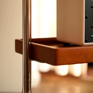 English Elm Walk 360° Movable TV Stand Antique Finish with Metal & Wood Shelves, Fits 43–70" TVs, 200lb Load Black Brown W3318P305324