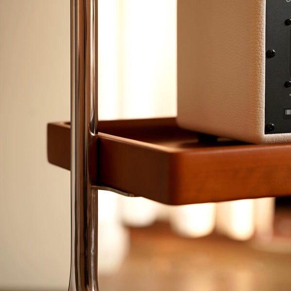 English Elm Walk 360° Movable TV Stand Antique Finish with Metal & Wood Shelves, Fits 43–70" TVs, 200lb Load Black Brown W3318P305324