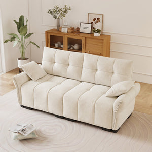 English Elm Premium Chenille Two Seater Sofa Tufted Arms Ergonomic Foam Living Room Lounge White W714S01631