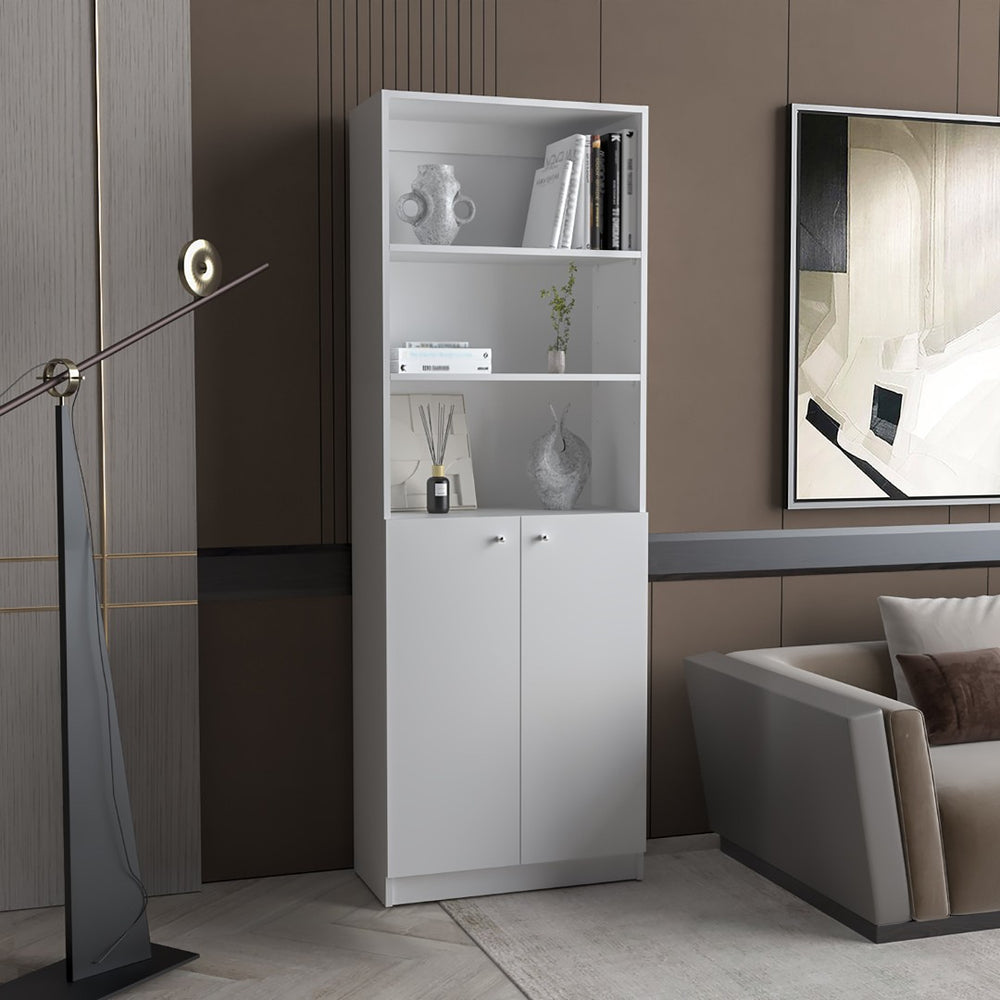 English Elm Zachary White 2-Door Bookcase - Stylish Slim Storage Solution For Modern Living Spaces & Décor Display B062P175158-GIGA