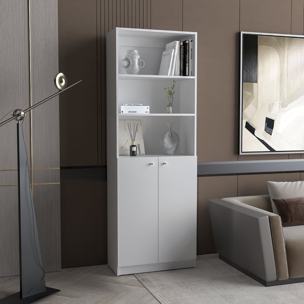 English Elm Zachary White 2-Door Bookcase - Stylish Slim Storage Solution For Modern Living Spaces & Décor Display B062P175158-GIGA