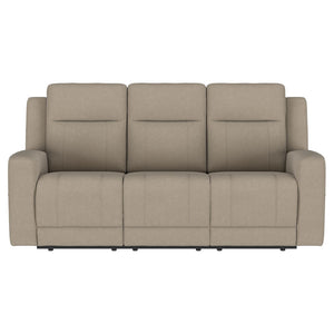 English Elm Slater Manual Reclining Sofa with Channel Tufted Back and Suede Leatherette Upholstery Taupe B062P440392