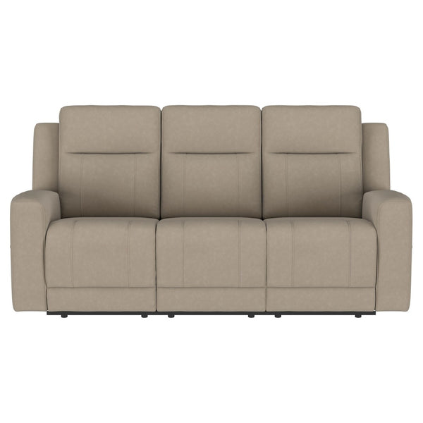 English Elm Slater Manual Reclining Sofa with Channel Tufted Back and Suede Leatherette Upholstery Taupe B062P440392