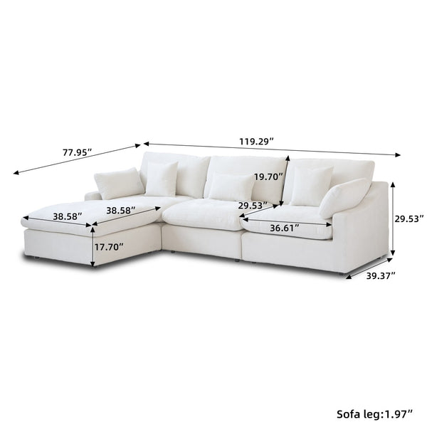 English Elm Sky Cloud Slope Sectional Sofa – Modular Linen L-Shaped Design With Washable Covers & Comfort B341S00029-GIGA