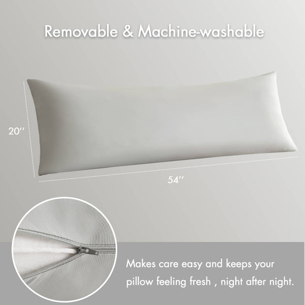 English Elm 1- Piece Full Body Cooling Pillow with Nylon Spandex Cover for Side Sleepers Light Grey B035P482976