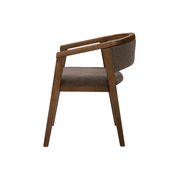 English Elm Christopher Knight Home® - U-shaped Mid-Century Dining Chair with Armrests, Bouclé Upholstery, High-Density Foam Comfort Brown,Walnut N771P331338W