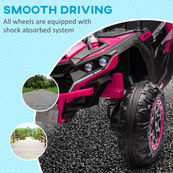 English Elm Aosom 12v Electric Kids Ride on Utv with Remote Control Suspension and Music System Pink W2225P229517